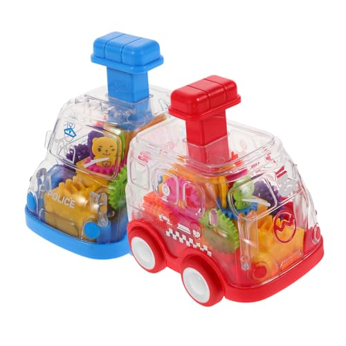 ifundom 2 Stück Spielzeugauto Transparentes Auto zum Drücken und Fahren Reibungsbetriebenes Fahrzeug für Kleinkinder Nicht Elektrisches Montessori Lernspielzeug mit Bunter Zahnradoptik von ifundom