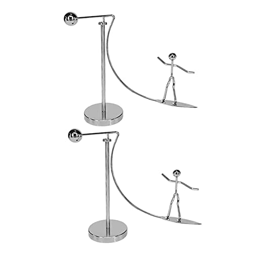 ifundom 2 Stück Surfenbalance Kleiner Mann für WAHR Doppelpendel Physik Kerle balancierende Spielzeuge Surf-Balance- Auswuchtmaschine Rostfreier Stahl Silber von ifundom