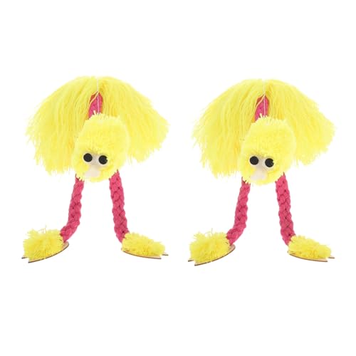 ifundom 2 Stück Teiliges Marionetten-Puppen- Gelbes Plüsch-Ostrich-holzspielzeug mit Zugfaden Interaktives Lernspielzeug Hand-Auge-koordination und Feinmotorik bei Kindern von ifundom