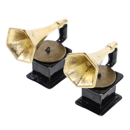 ifundom 2 Stück Teiliges Miniatur Retro Plattenspieler Miniatur Phonograph Figurine aus Robustem Metall Platzsparend für Puppenhaus Dekoration Vintage Musik-deko für Sammler und Kreative ifundom 2 Stück Teiliges Miniatur Retro Plattenspieler Miniatur Phonograph Figurine aus Robustem Metall Platzsparend für Puppenhaus Dekoration Vintage Musik-deko für Sammler und Kreative von ifundom