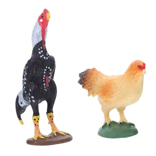 ifundom 2 Stück Teiliges Realistische Bauernhoftier Figuren Huhn und Hahn aus Solidem Material Farbenfrohe Miniatur Figuren zur Farb und Formerkennung Pädagogisches für Geeignet als von ifundom