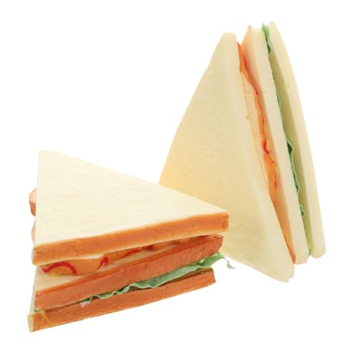ifundom 2 Stück Teiliges Realistische Sandwichbrot Attrappe aus Langlebigem Material Täuschend Echte Brot Deko für Küchen Restaurants Fenster Food Fotografie und Vielseitige Dekoration von ifundom