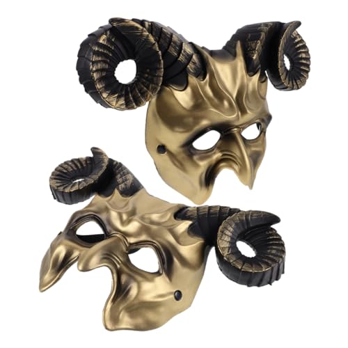 ifundom 2 Stück Tierhörnermasken Halbgesichts-Teufelsmaske Für Karneval Cosplay Halloween Dekoration Requisite Musikparty ifundom 2 Stück Tierhörnermasken Halbgesichts-Teufelsmaske Für Karneval Cosplay Halloween Dekoration Requisite Musikparty von ifundom