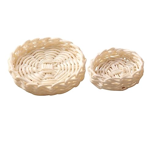 ifundom 2 Stück kühlkorb einkaufskorb Storage Baskets dekoringe spielzeugkorb Dollhouse playmobile geflochtener Miniaturkorb lustige Korbdekoration Mini-Hausschmuck Kleiner Korb Rattan von ifundom