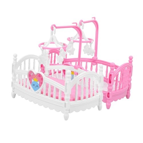 ifundom 2 Stücke Miniatur Krippe Modell Puppe Möbel Miniatur Krippe Für Puppenhaus Realistische Spielzeug Bett Prop Zufällige Farbe von ifundom