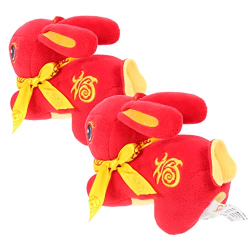 ifundom 2 Stücke kleine Hasenpuppe Hase gefüllte Puppe Plüsch Karikatur Wildschweine kinderzimmerdeko Hasen Kuscheltier entzückendes Hasen-Plüschtier Sternzeichen Hase Puppe Polyester rot von ifundom