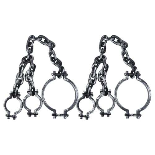 ifundom 2-teiliges Set aus Gefälschten Handschellen aus Kunststoff mit Kettenfesseln, Leichte Gefälschte Handschellen-Requisite für Halloween-Cosplay-mottopartys von ifundom