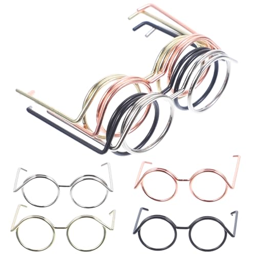 ifundom 20 Paar Puppenbrillen Metalldrahtrand Klare Gläser Brillen Stoffpuppen-Anziehbrillen Retro-Mini-Sonnenbrillen Für Puppen Haustiere Kostüm Cosplay von ifundom