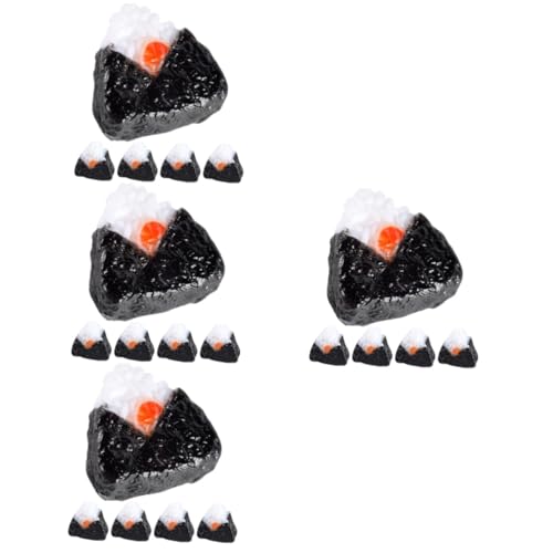 ifundom 20 STK Sushi-Reisbällchen japanische küche japanisch Essen blacki Snack schmücken Puppenhaus Lebensmittelmodell Miniatur-Dekor Dreieck Seetang Dekorationen Requisiten Ornamente PVC von ifundom