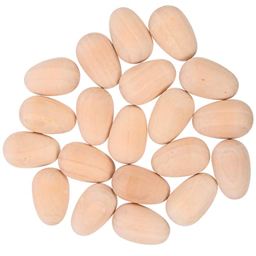 ifundom 20 Stück Eierimitationen Aus Holz Klein Eier Basteln Mini Simulieren Schmucklos Simuliert Hohl Gefälschtes Ei Fälschung Groß Party Hölzern Light Brown von ifundom