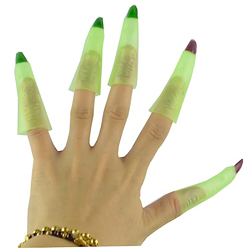 ifundom 20 Stück Halloween aus grünem Kunststoff Halloween-Horror-Requisiten winzig gefälscht Halloween Costume Halloween Kleidung kniffliges Hexennägel Plastik von ifundom