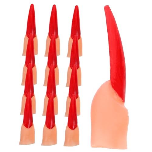 ifundom 20 Stück Halloween schminke Halloween Make up Halloween-Make-up Halloween Requisiten Verkleidung Halloween -Nägel Hände Hexenfinger Fingernägel der Plastik rot von ifundom