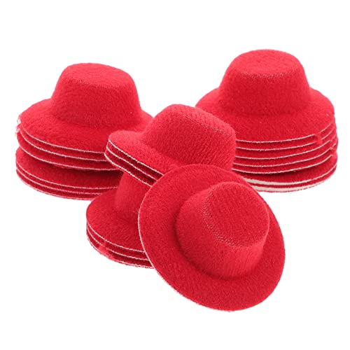 ifundom 20 Stück Mini-Hut für kinderspielzeug weihnachen kinderspielsachen Puppe winzige Hüte Puppe Kleiner Hut Miniaturhut Puppe kleines Hutspielzeug Stoff rot von ifundom