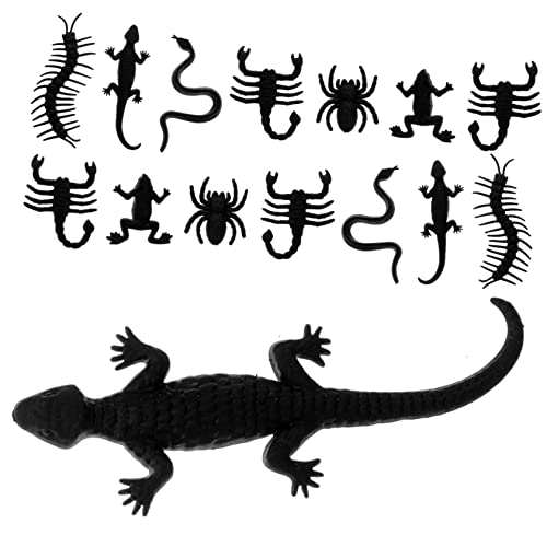 ifundom 20 Stück Simuliertes Insektenspielzeug Hai Plüsch Mini Schlange Frosch Kinderspielzeug Spinnenmodell Halloween-Trick- Party-eidechsen-Dekoration Spinnendekor Black Plastik von ifundom