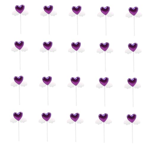 ifundom 20 Stück Teiliges Herzförmige Flügel Cupcake Picks Cake Topper in Zufälligen Farben Leichter Cake Decor für Geburtstag Hochzeit Themenparty und Familienfeiern von ifundom