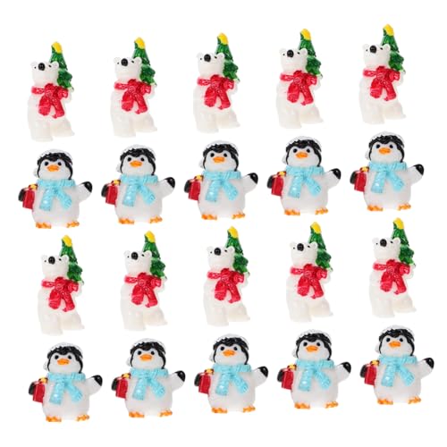 ifundom 20 Stück Weihnachtsmikro-Szenen-Verzierung Urlaub Weihnachtsdekorationen Schnee Ornamente weihnachtsbaumdeko weihnachtsbäume geschmückt Mini-Weihnachtsschmuck Tierfigur aus Harz von ifundom