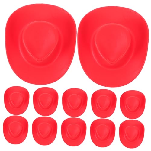 ifundom 20St Mini-Cowgirl-Hut doll Accessories puppenhauszubehör DIY Zubehör DIY Dekoration Hasenmütze weißer Cowgirlhut Miniaturhüte basteln Miniaturhüte für Partys Plastik rot von ifundom