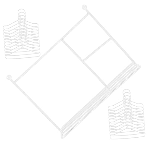 ifundom 21 Stück Aufbewahrungsständer Puppenmöbel Miniatur Mädchen Puppenkleiderhalter Puppenkleidung Display Rack Puppenkleidung Rack Puppenkleidungs-displayhalter Weiß Eisen von ifundom