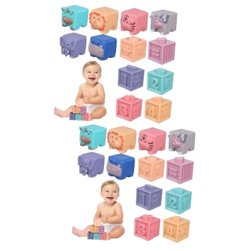 ifundom 24 STK Holzblock Spielzeug Babyspielzeug Zahlenspielzeug Spielzeug Babys Spielzeug für Kleinkinder Bausteine Blöcke für weiche Blöcke Sanft Gummiblock weiches Gummi von ifundom