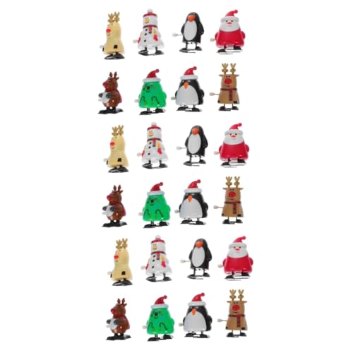 ifundom 24 STK Weihnachtliches Aufziehspielzeug Spielzeug Für Kinder Lustige Uhrwerk Spielzeug Uhrwerk-Cartoon-Spielzeug GEH-sprungspielzeug Plüschtiere Eisen Weihnachtsutensilien Puzzle von ifundom