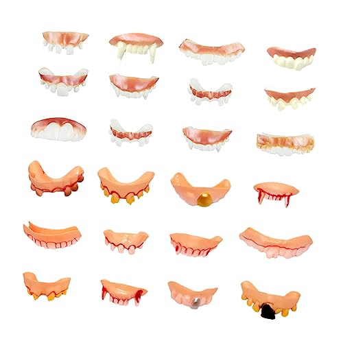 ifundom 24 Stück Halloween-Zahnersatz lustig gefälscht scherzen Streich Halloween-Zähne Witze Halloween Costume idea Halloween Scherzartikel Halloween -Party Monsterzähne weiches Gummi von ifundom