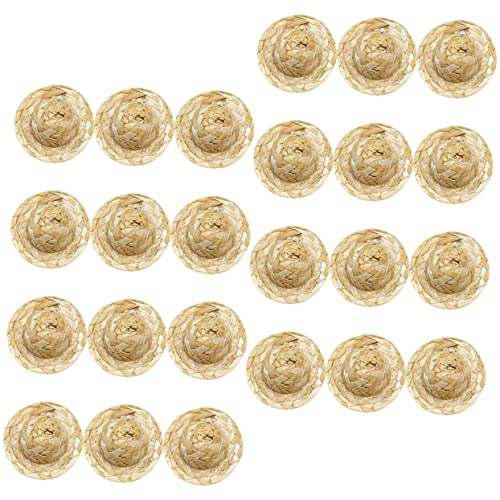 ifundom 24 Stück Mini-Strohhut Kleiner Hut DIY Stütze Kreative Hutverzierung Mini House Decor Gewebter Hut Bastelhut Weben Entzückender Hutschmuck Mini-hausverzierung Kleine Hüte Beige von ifundom