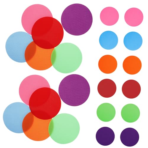ifundom 24 Stück Teiliges Bunte Teppich Sitzmarkierungen mit Befestigung für Kindergarten und Vorschule Runde Bodenpunkte für Kindergruppenaktivitäten Einfache Platzzuweisung und von ifundom