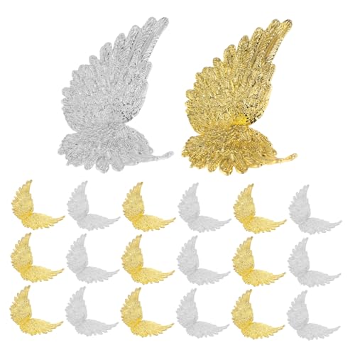 ifundom 24 Stück Teiliges Mini Engelsflügel Tortendeko Kunststoff Gold Silber Leichte DIY Bastelaccessoires für Shower Geburtstag Festtagsfeiern von ifundom