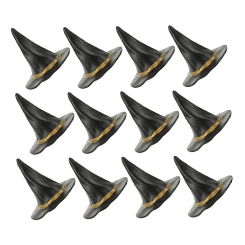 ifundom 24 Stück Teiliges Mini Hexenhüte aus Kunststoff Handgefertigte Halloween-dekoration für Weinflaschen DIY Bastelzubehör Miniatur Hexenhut Figuren Schwarze Party-deko von ifundom