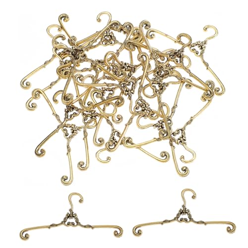 ifundom 24 Stück Teiliges Miniatur Kleiderbügel aus Bronzefarben Kleine Puppenbügel für Puppenhaus Zubehör Leicht Robust für Ordentliche Puppenkleiderschränke und Detailreiche von ifundom