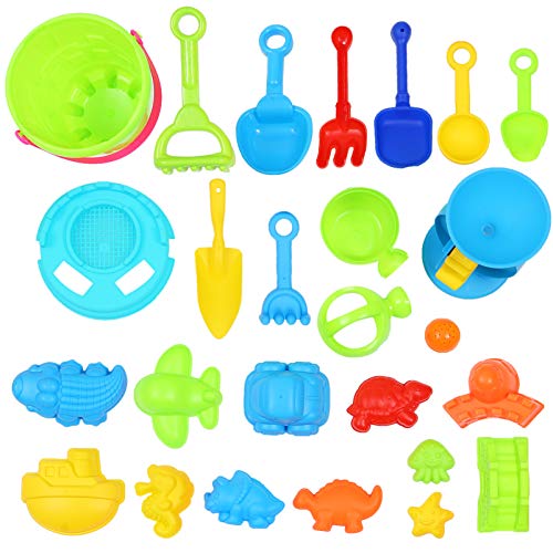 ifundom Komplettes 25-teiliges Strandspielzeug-Set – Burg-Eimer Mit Schaufelwerkzeugen Für Kinder Sicheres Abs-Material Glatt Ideal Zum Spielen von ifundom