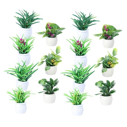 ifundom 28 STK 35 cm Mini-topfpflanze Mini- -Requisite Grüner Pflanzentopf Blumendekorationen Künstliche Topfpflanzen Mini-gartendekoration Puppenhaus Plastik Zubehör von ifundom