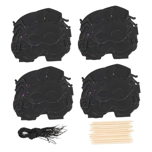ifundom 28 Stück Kratzmalerei Halloween Maskerade Masken Schmücken Kostüm Co Thematisiert Aufkleber Gesicht Zarte Kratzmaske Multifunktionale Partymaske Diy Liefert Papier Black von ifundom