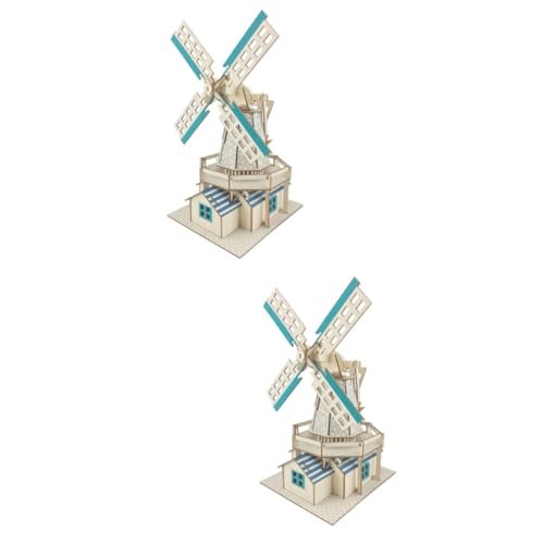 ifundom 2St Holzpuzzles Spielzeug interaktives Spielzeug Kinder holzspielzeug motorik Kinder rätsel Kinderspielzeug Holzpuzzle für Kinder 3D-Puzzle dreidimensional Windmühle Bambus von ifundom