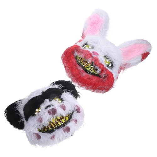 ifundom 2St Horror-Maske halloween masken halloweenmaske Funny mask gruselmasken Panda mask Gesicht unheimlich Kaninchen lustig Erpel Halloween -Masken Plüschmasken Partyzubehör Plastik von ifundom