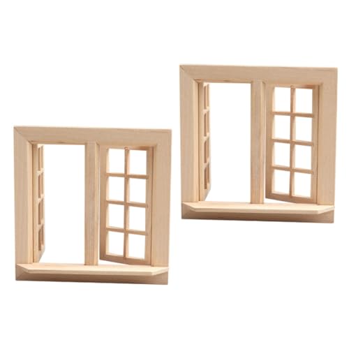 ifundom Realistische Miniatur-fensterrahmen Aus Holz 2 Stück Für Puppenhaus-Dekoration von ifundom