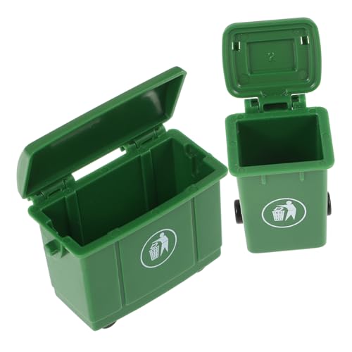 ifundom Sanitär Eimer 2st Puppenhaus-mülleimer Bausatz Mülleimer Mit Deckel Kleine Tonne Monster Modell Mini Abfallbehälter Puppenhaus Abfallbehälter Miniatur-mülltonne Mülleimer Figur Plastik Green von ifundom