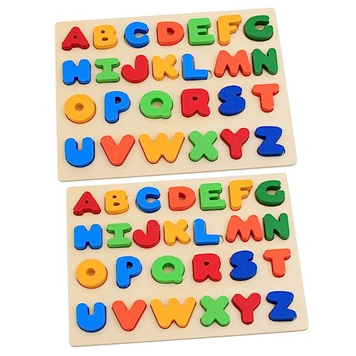 ifundom 2St Puzzlespiele puzzletisch Puzzles für Kleinkinder 3 Jahre Rätsel für Kinder Puzzles aus Holz Alphabet-Puzzle Rätsel für Kleinkinder Buchstabe Spielzeug Hölzern von ifundom