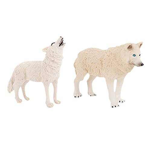 ifundom 2St Schnee Wolf Ornamente wohnraumdeko Lernspielzeug Fantasie Wildtier Waldtier Tiermodell PVC Weiß von ifundom