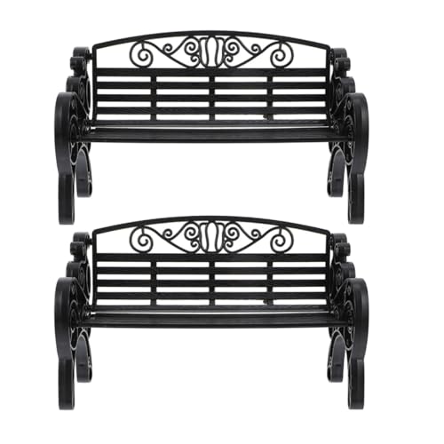 ifundom 2St Stuhlmodell kinderspielzeug Cute Decor Living Room Decoration Miniatur Mini-Gartenbank Puppenhaus kleine Bank Puppenhaus kleines Bankmodell Plastik Black von ifundom