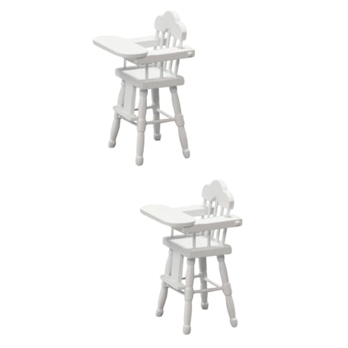 2St Miniatur-Landschaftsmöbel Mini-Möbel Holzmöbel Babyspielzeug aus Holz Hochstuhl Schimmel für Kinderhochstühle Tischsitzform Babyzimmer Ornamente Modell Mikroszene Bambus Weiß von ifundom
