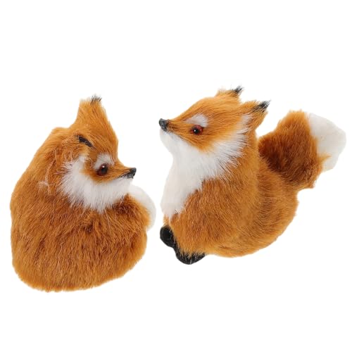 ifundom 2St kleine fuchsverzierung Plüsch Tierfigur Waldtierfiguren Simulationstiere Kuscheltiere aus dem Wald Simulation Plüschtiere Fuchs-Kuscheltiere Fuchs-Statue Plastik Light Brown von ifundom