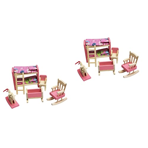 2St Mini-Möbel Mini-Hausverzierung Holzmöbel Mini Schaukelstuhl aus Holz kleine Möbel Dekorationen DIY-Puppenhauszubehör Miniaturmöbel Mini-Hauszubehör hölzern Suite Kind Bambus von ifundom