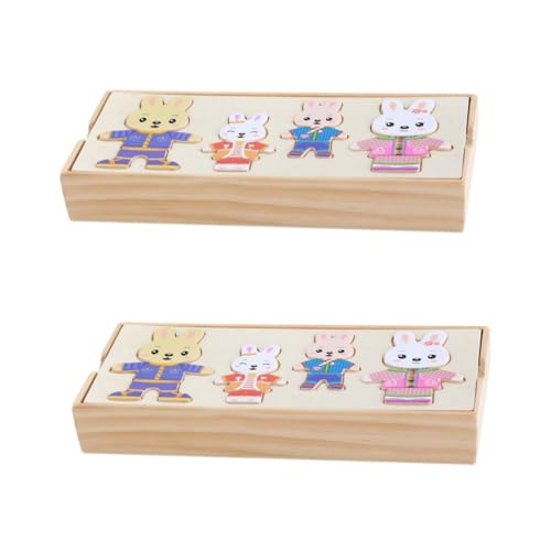 ifundom 2st Entzückendes Puzzlespielzeug Ineinander Greifende Rätsel Holzpuzzle Süßes Puzzle Pädagogisches Puzzle Spielzeug Zum Umziehen Puzzles Aus Holz Hölzern Hase Kind Bambus von ifundom