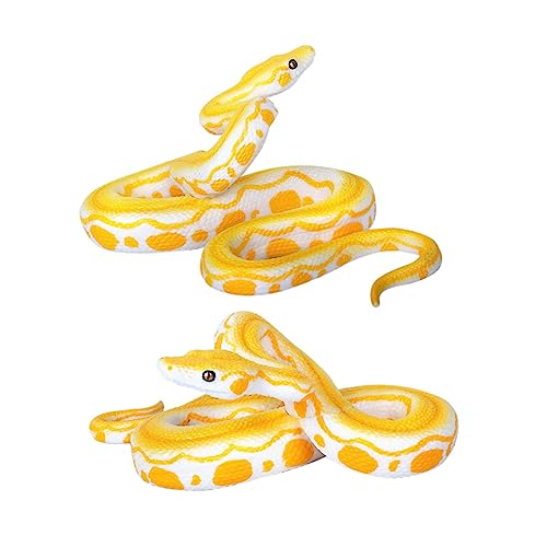 ifundom 2st Goldenes Python- Emuliertes Schlangenmodell Reptilienmodell Schlangenspielzeug Gefälschtes Schlangenmodell Tiermodell Aus Plastik Kinderspielzeug PVC von ifundom
