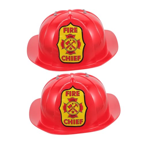 ifundom 2st Kinderfeuerhut Feuerwehrmann-verkleidungshut Feuerwehrmann Kostüm Hut Feuerwehrchef-partyhut Feuerwehrmann-kostümhut Feuerwehrmütze Für Feuerwehrhut Rot Plastik von ifundom