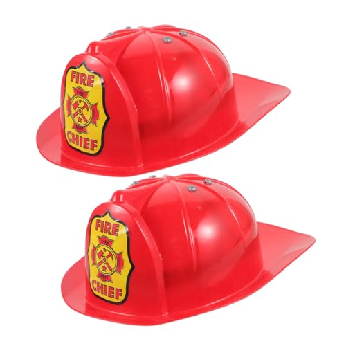 ifundom 2st Kinderfeuerhut Feuerwehrmann-verkleidungshut Feuerwehrmann-kostümmütze Für -feuerwehrmann-kostümhut Feuerwehrhelm Feuerwehrchef-partyhut Plastik Rot von ifundom