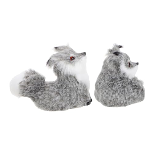 ifundom 2st Kleine Fuchsverzierung Fuchs-Ornament Fuchsplüsch Waldtierfiguren Simulation Plüschtiere Simulationstiere Kuscheltiere Aus Dem Wald Plüschtier Fuchs Plüschfuchs Grey Kunstfell von ifundom