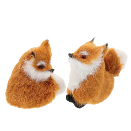 ifundom 2st Kleine Fuchsverzierung Fuchs-Ornament Waldtierfiguren Plüschtier Fuchs Simulationstiere Kuscheltiere Aus Dem Wald Simulation Plüschtiere Fuchsplüsch Light Brown Kunstfell von ifundom