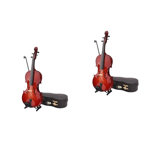 ifundom 2st Requisiten Für Geigenfotografie Miniaturgeige Aus Holz Hausschmuck Geigenfigur Mini-Violine-Modell Musikinstrumentenmodell Miniatur-Geige Schreibtisch Hölzern Marionette von ifundom